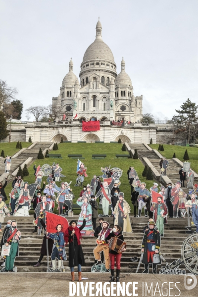 50 silhouettes de communards au sacre coeur pour commemorer le premier jour de la commune