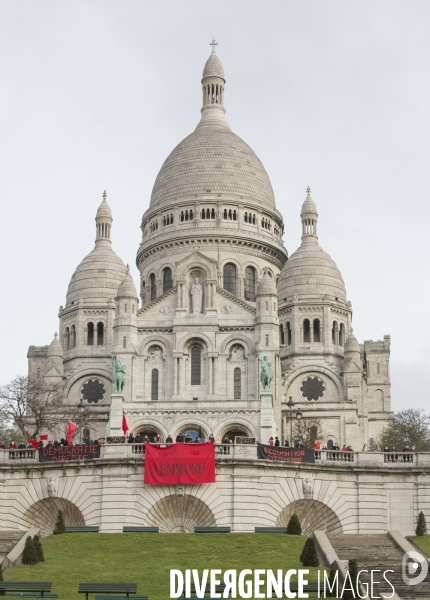 50 silhouettes de communards au sacre coeur pour commemorer le premier jour de la commune