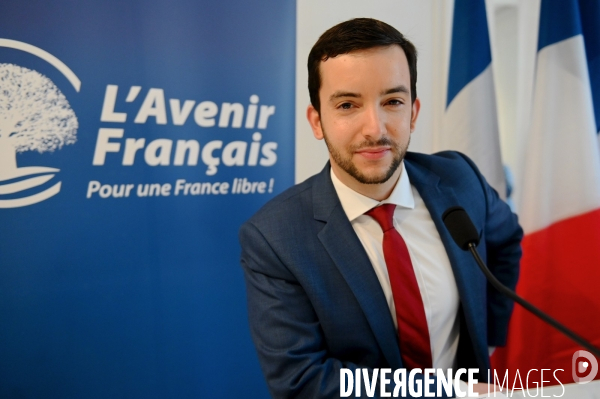 Conférence de presse de Jean Philippe Tanguy et Marine Le Pen pour le lancement de L Avenir Français