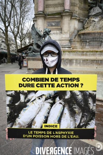 Cause animale : Journée Mondiale pour la Fin de la Peche. Action L214. Animals rights   World Day for the End of Fishing  .