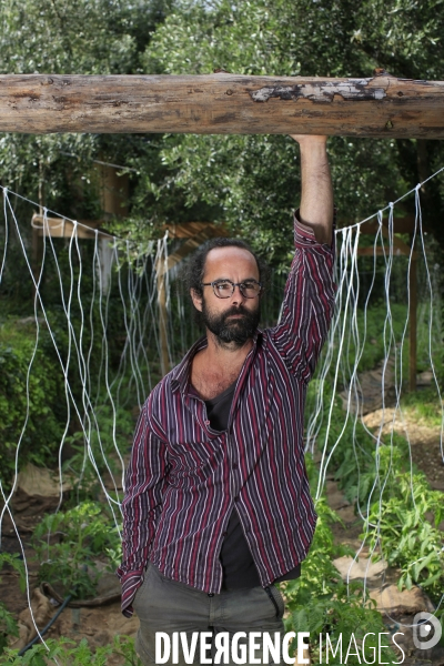 Breil sur Roya le 10/06/2020 Cedric Herrou agriculteur chez lui.