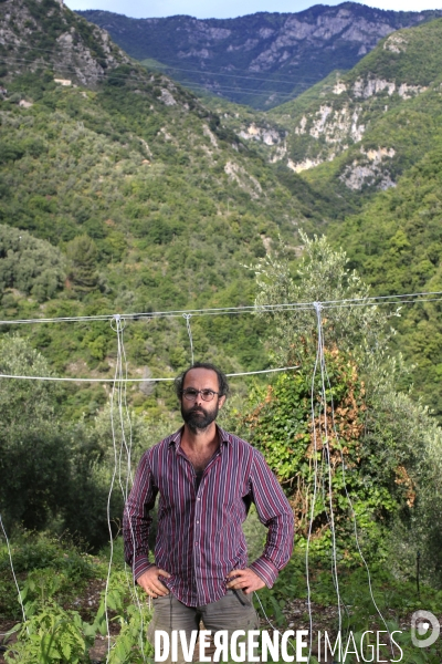 Breil sur Roya le 10/06/2020 Cedric Herrou agriculteur chez lui.