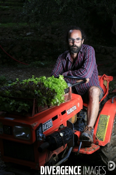 Breil sur Roya le 10/06/2020 Cedric Herrou agriculteur chez lui.