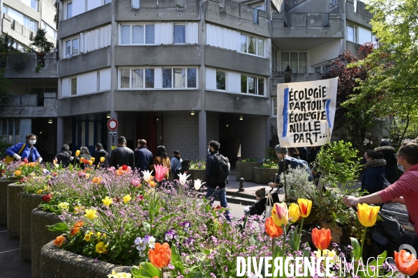 Marche contre le projet de détruire les jardins partagés d Aubervilliers afin d y construire un SPA et SOLARIUM.