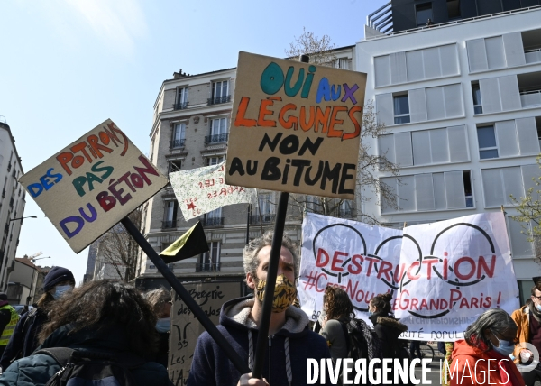 Marche contre le projet de détruire les jardins partagés d Aubervilliers afin d y construire un SPA et SOLARIUM.