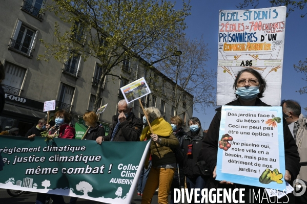 Marche contre le projet de détruire les jardins partagés d Aubervilliers afin d y construire un SPA et SOLARIUM.