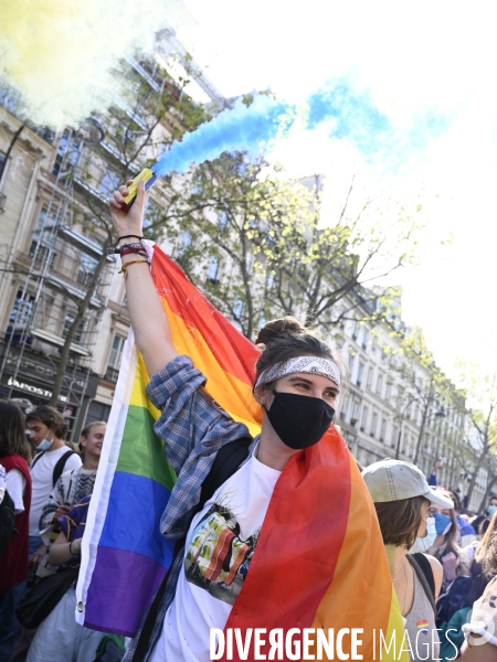 Marche lesbienne à Paris. Lesbian walk in Paris.