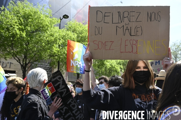 Marche lesbienne à Paris. Lesbian walk in Paris.