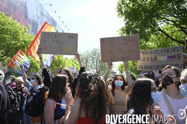 Marche lesbienne à Paris. Lesbian walk in Paris.