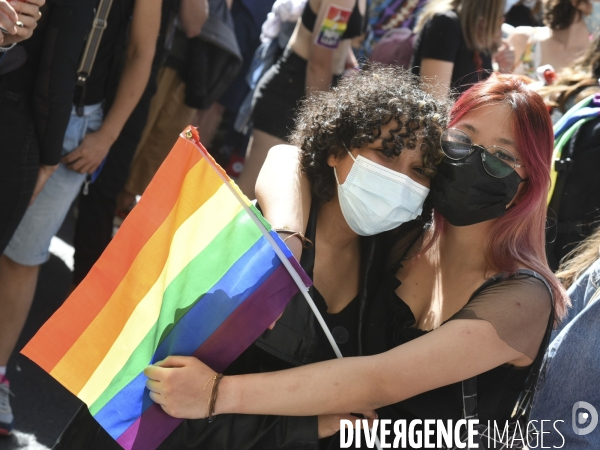 Marche lesbienne à Paris. Lesbian walk in Paris.