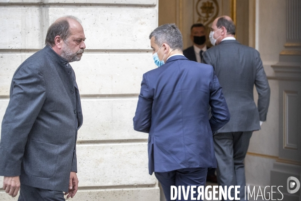 Castex, Darmanin et Dupond-Moretti: conference de presse à l Elysee