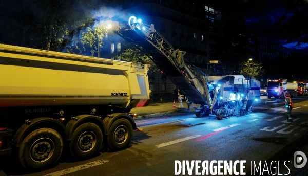 Réfection de la chaussée boulevard du montparnasse à Paris