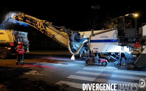 Réfection de la chaussée boulevard du montparnasse à Paris