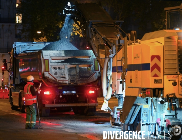 Réfection de la chaussée boulevard du montparnasse à Paris