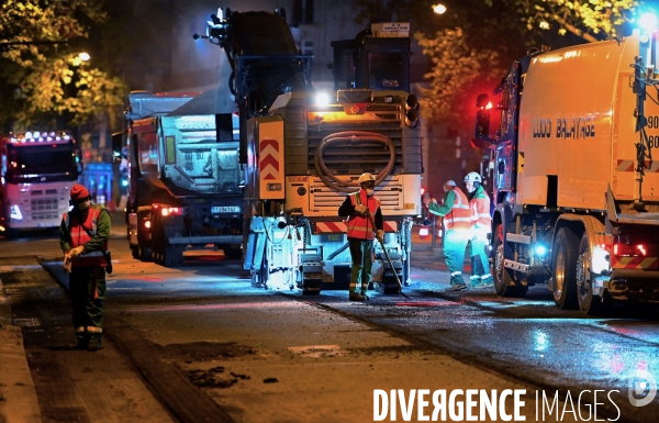 Réfection de la chaussée boulevard du montparnasse à Paris