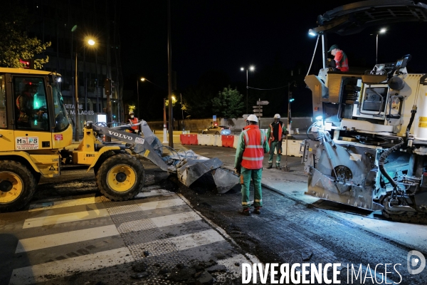 Réfection de la chaussée boulevard du montparnasse à Paris