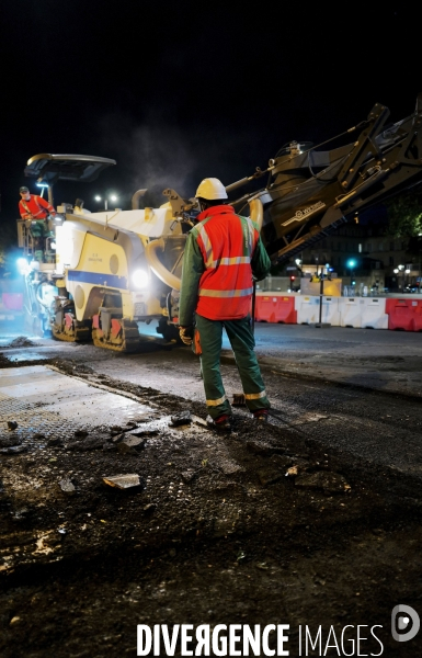 Réfection de la chaussée boulevard du montparnasse à Paris