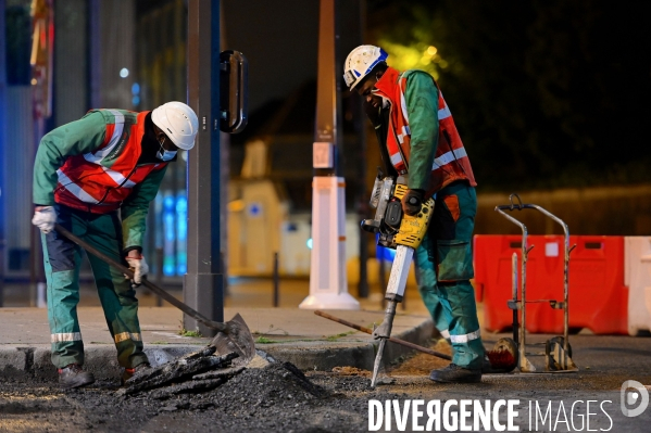 Réfection de la chaussée boulevard du montparnasse à Paris