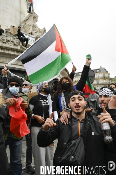 Manifestation interdite en soutien à la Palestine, à Paris. Demonstration for the Palestinians in Paris.