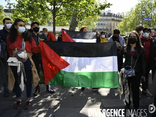 Manifestation interdite en soutien à la Palestine, à Paris. Demonstration for the Palestinians in Paris.