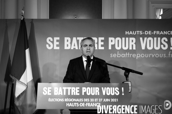 Xavier Bertrand. Résultat du 1er tour des élections régionales.