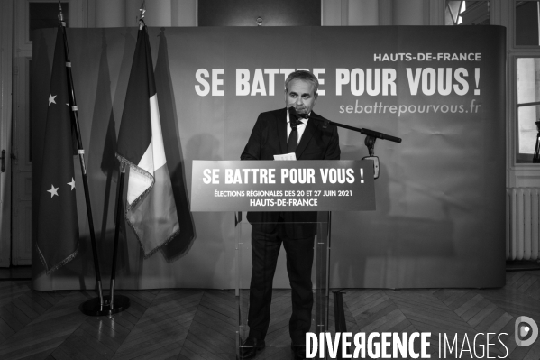 Xavier Bertrand. Résultat du 1er tour des élections régionales.