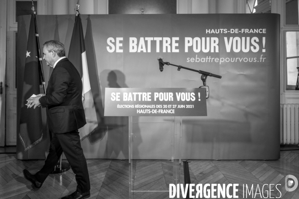 Xavier Bertrand. Résultat du 1er tour des élections régionales.