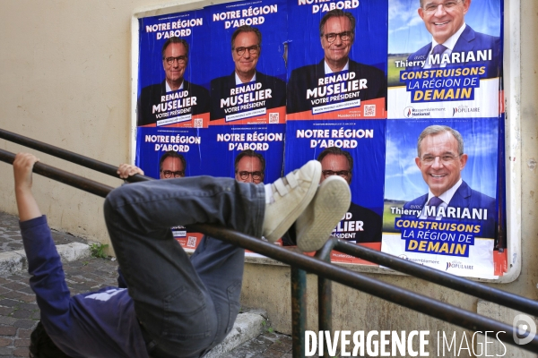 Thierry Mariani candidat RN aux élections régionales PACA en campagne à Antibes