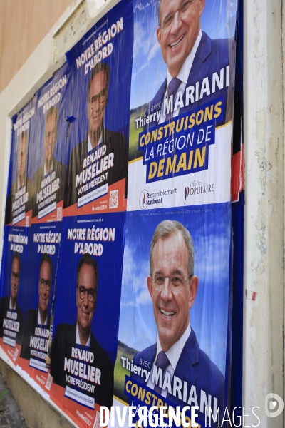 Thierry Mariani candidat RN aux élections régionales PACA en campagne à Antibes