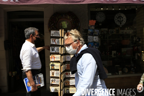 Thierry Mariani candidat RN aux élections régionales PACA en campagne à Antibes