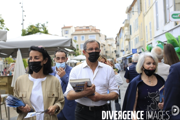 Thierry Mariani candidat RN aux élections régionales PACA en campagne à Antibes