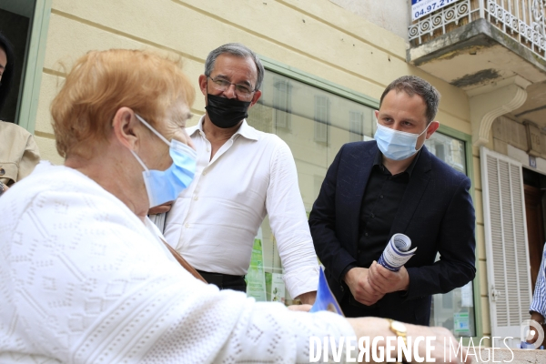 Thierry Mariani candidat RN aux élections régionales PACA en campagne à Antibes