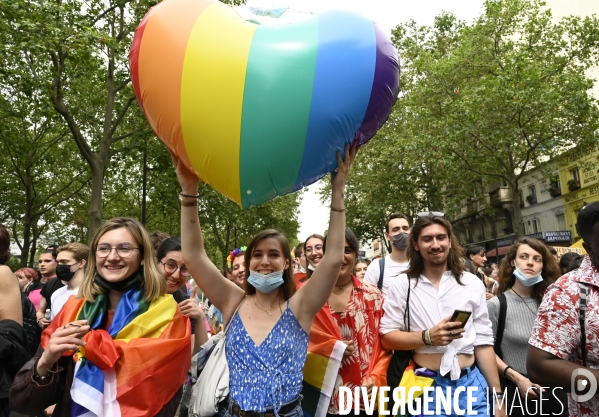 Marche des fiertés 2021 à Paris. Pride March 2021 in Paris.