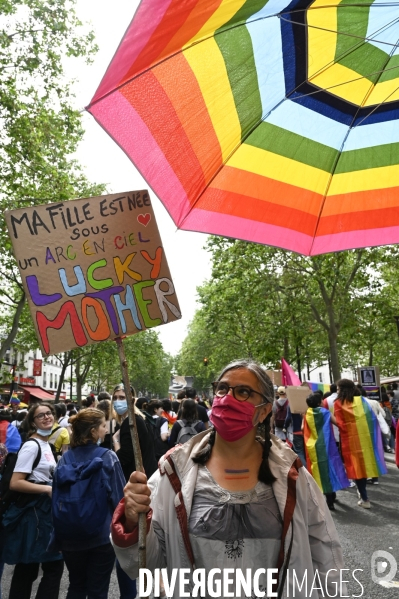 Marche des fiertés 2021 à Paris. Pride March 2021 in Paris.