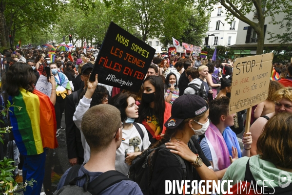 Marche des fiertés 2021 à Paris. Pride March 2021 in Paris.