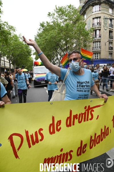 Marche des fiertés 2021 à Paris. Pride March 2021 in Paris.