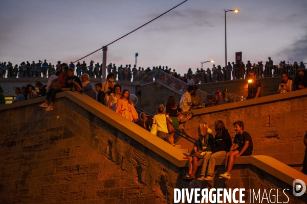 Fête nationale 2021 à Marseille, en soirée.