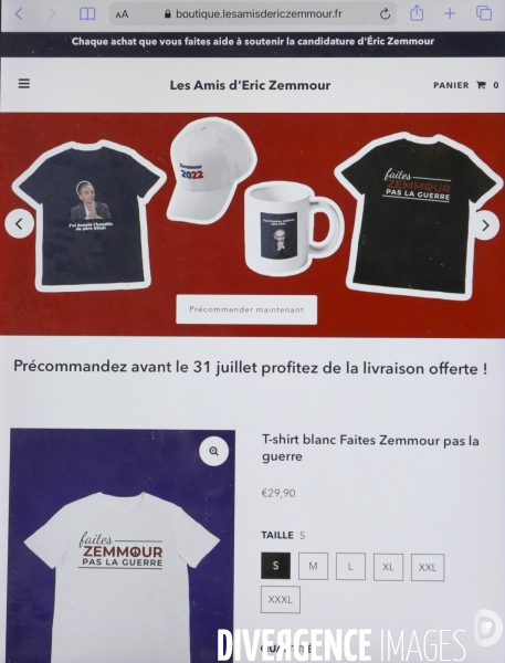 La boutique eric zemmour en ligne pour la campagne presidentielle