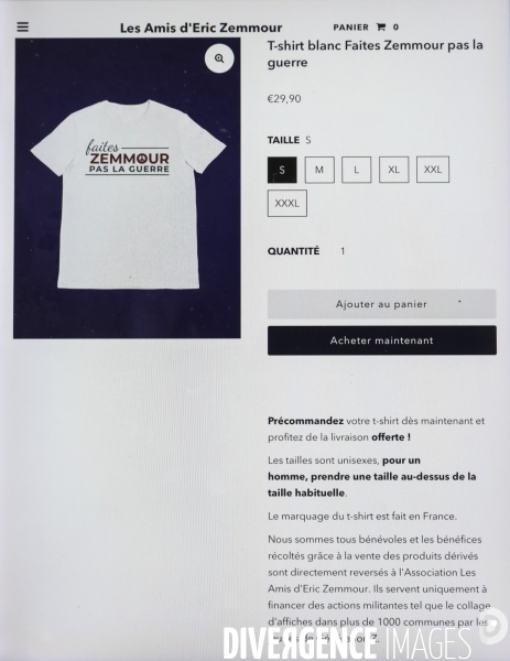 La boutique eric zemmour en ligne pour la campagne presidentielle