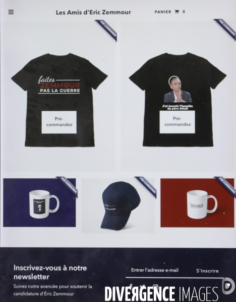 La boutique eric zemmour en ligne pour la campagne presidentielle