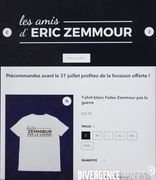 La boutique eric zemmour en ligne pour la campagne presidentielle