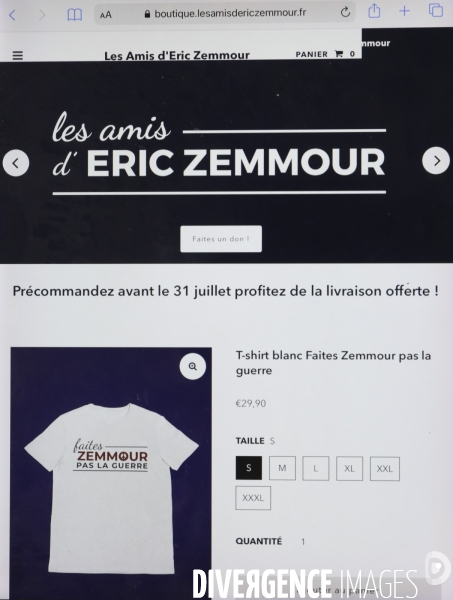 La boutique eric zemmour en ligne pour la campagne presidentielle