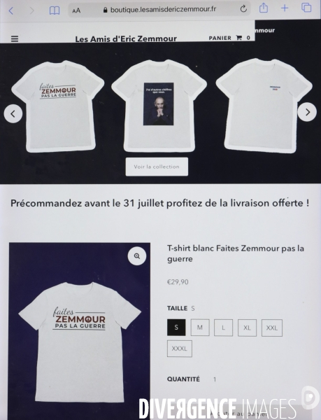 La boutique eric zemmour en ligne pour la campagne presidentielle