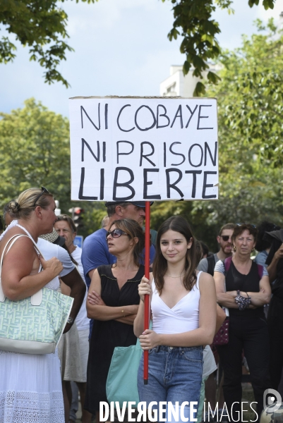 Manifestation contre le projet de passe sanitaire, place du Trocadéro, le 24 juillet à Paris. Demonstration against sanitary pass.