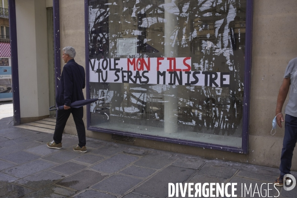 Graffiti à Montparnasse ciblant Gérald Darmanin