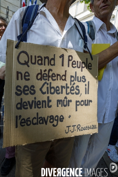 Avignon 31 juillet 2021 manifestation contre le  Pass de la honte 