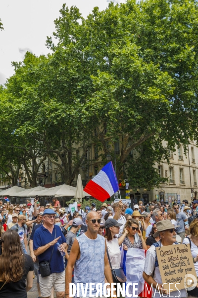 Avignon 31 juillet 2021 manifestation contre le  Pass de la honte 