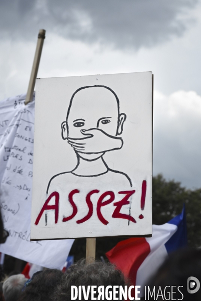 Florian Philippot organise une manifestation contre le projet de passe sanitaire et la vaccination obligatoire, le 31 juillet à Paris. Demonstration against sanitary pass.