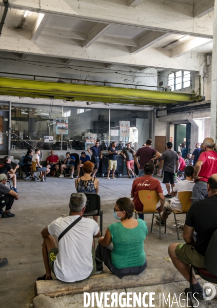 Réunion syndicale à la Centrale thermique de Gardanne.