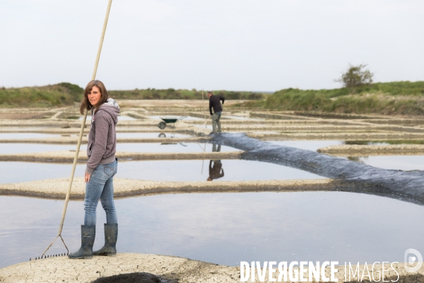 Paludiers dans les marais salants de Guérande